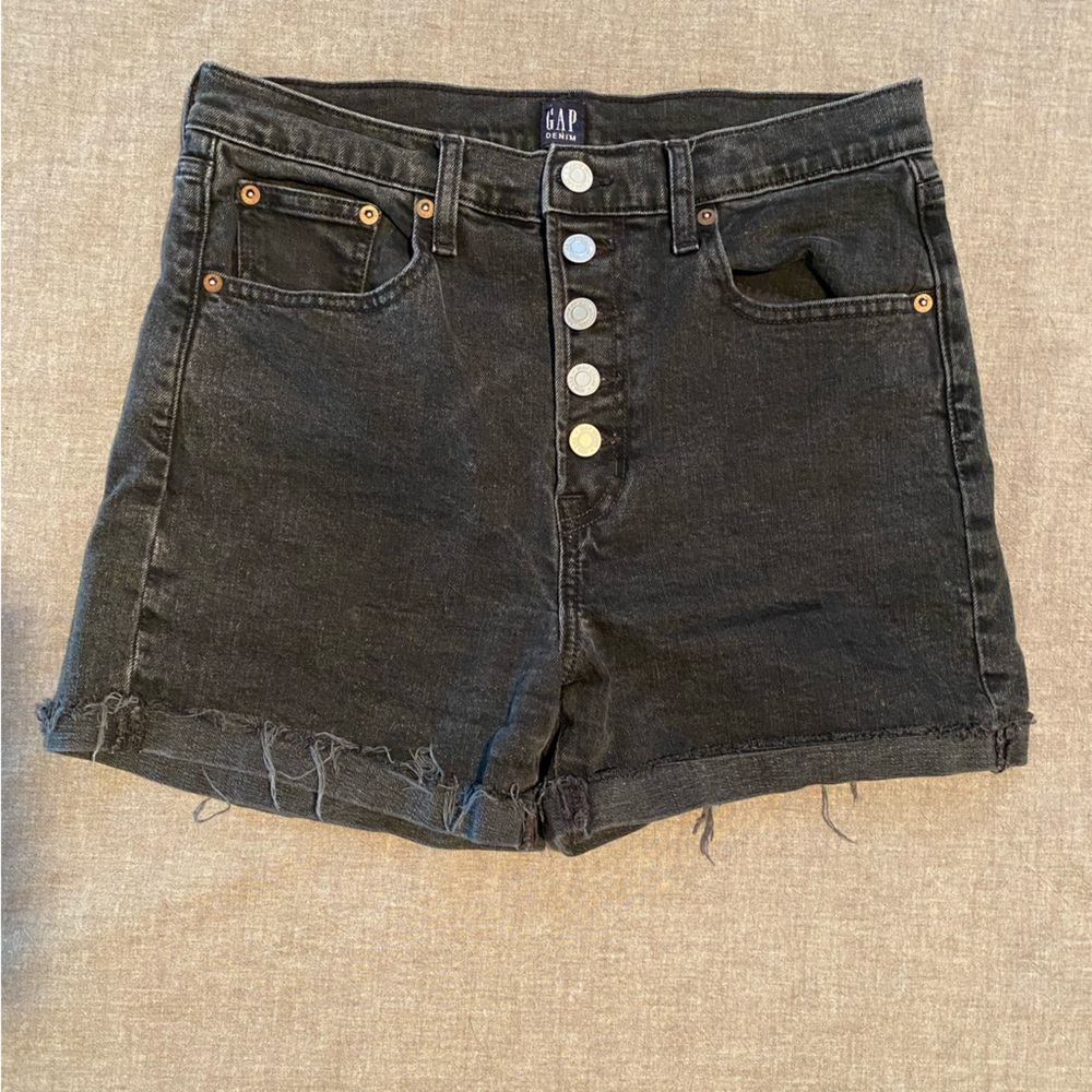 GAP high waist black denim shorts